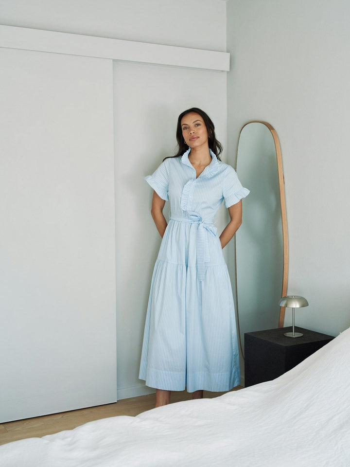 Neo Noir - Nellie Soft Stripe Dress 168230 - 145 - Light Blue Kjoler 