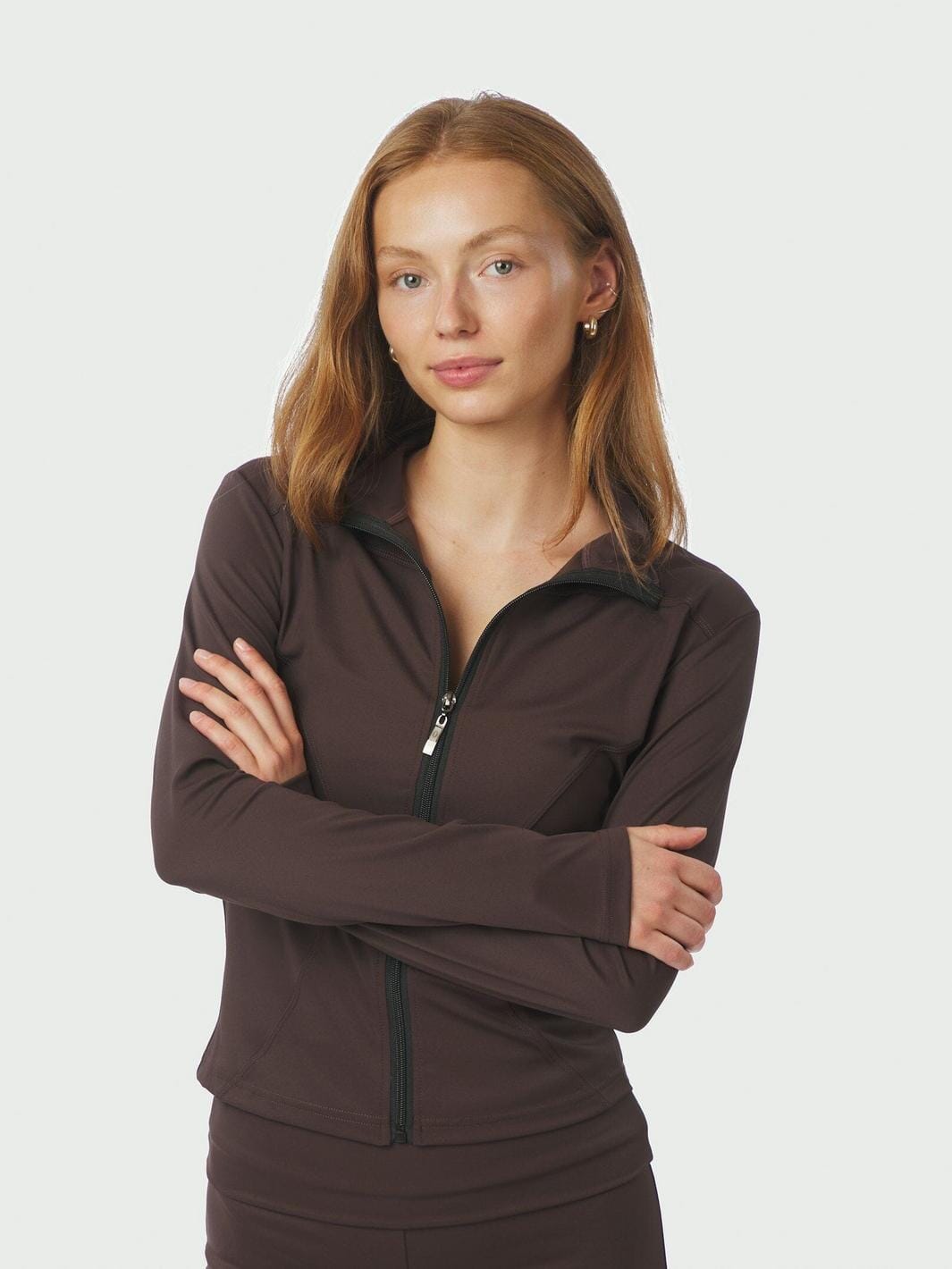 Neo Noir - Nolana Zip Blouse 167175 - 584 - Chocolate Brown Bluser 