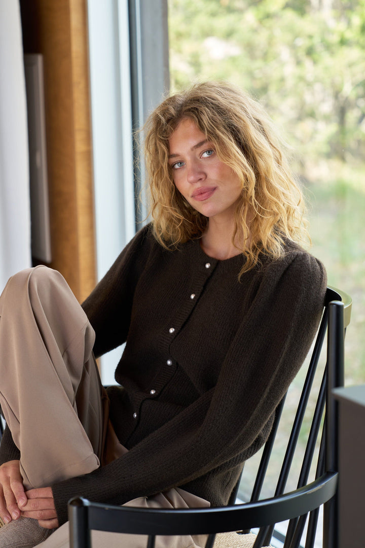 Neo Noir - Nuna Knit Cardigan 162242 - 210 - Brown Cardigans 