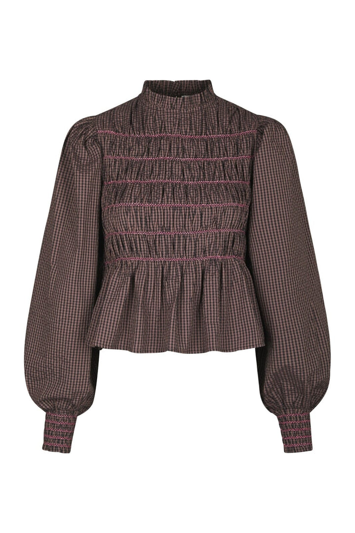 Neo Noir - Oliana Check Blouse 170534 - 306 - Dusty Brown
