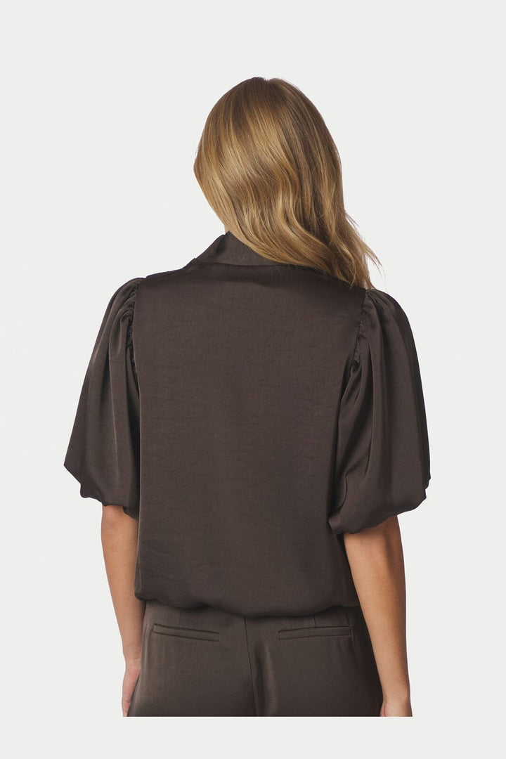 Neo Noir - Parisa Heavy Sateen Blouse 170396 - 676 - Dark Brown
