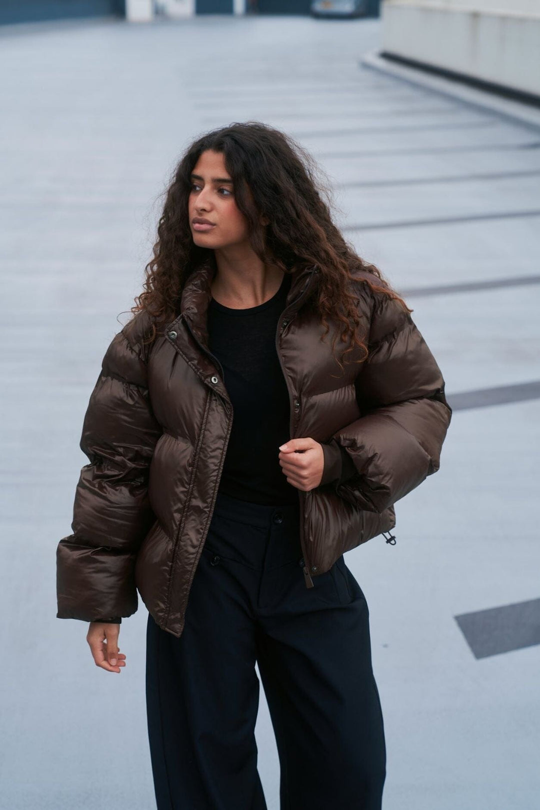 Neo Noir - Rhea Shiny Puffer Jacket 165094 - 584 - Chocolate Brown Jakker 