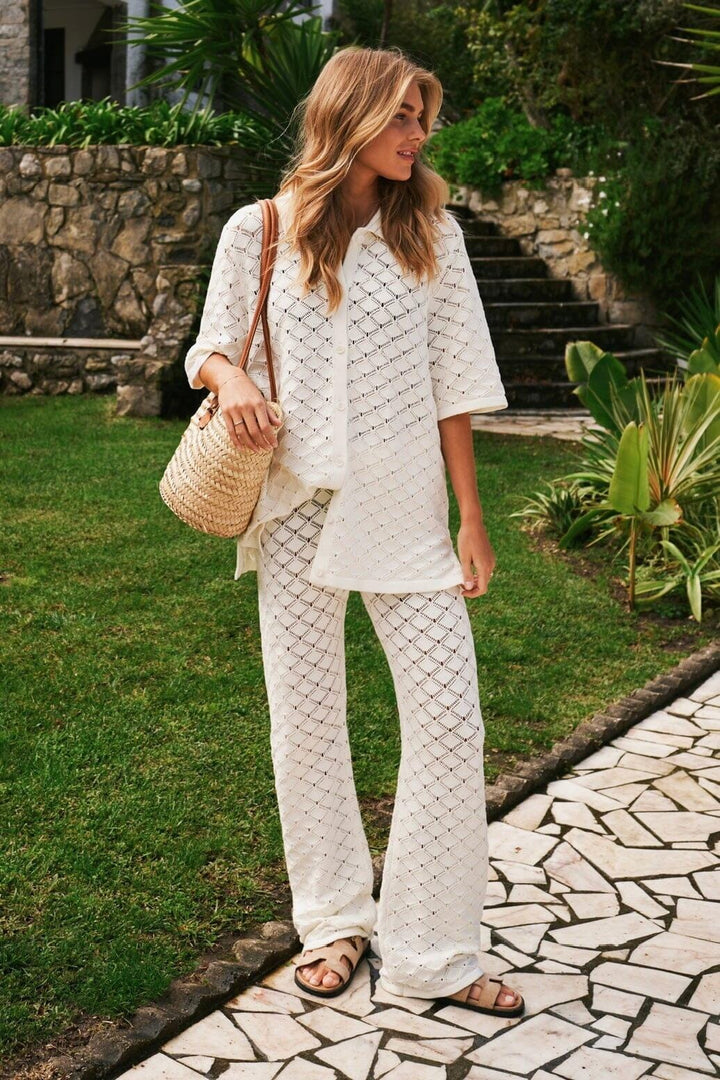 Forudbestilling - Neo Noir - Rizzy Crochet Pants 165218 - 121 - Off White Bukser 