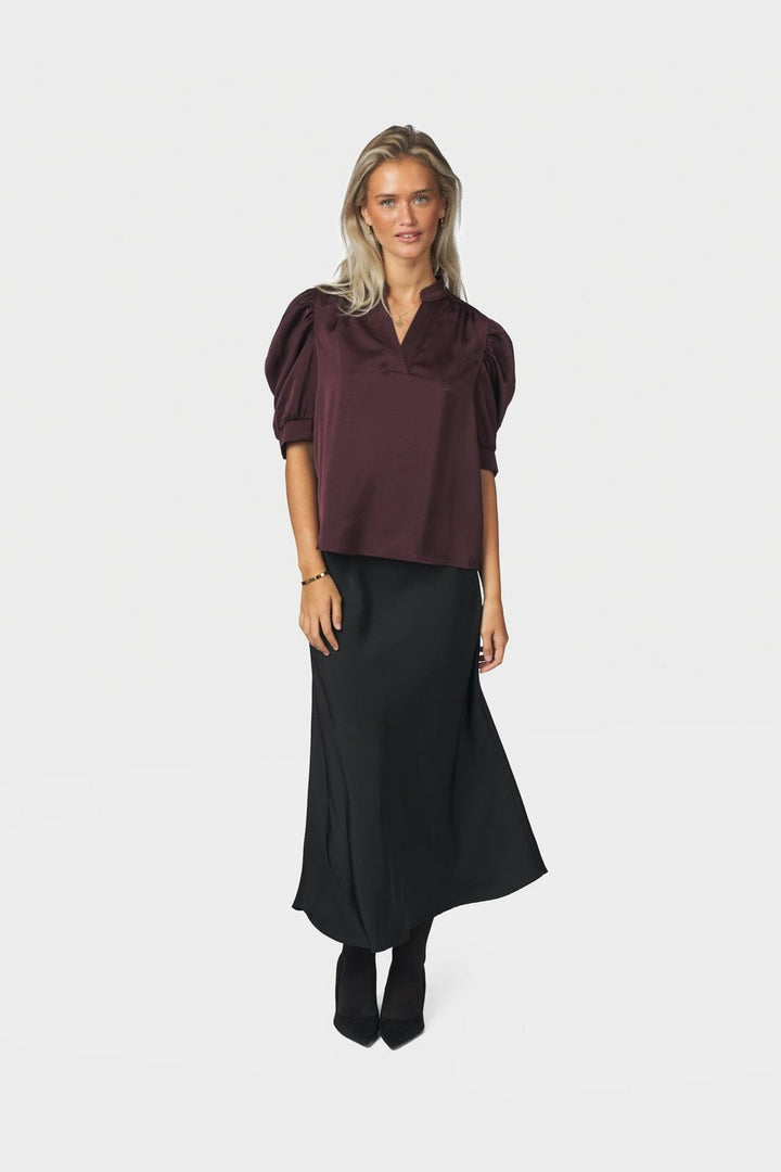 Neo Noir - Roella Heavy Sateen Blouse 162590 - 174 - Burgundy