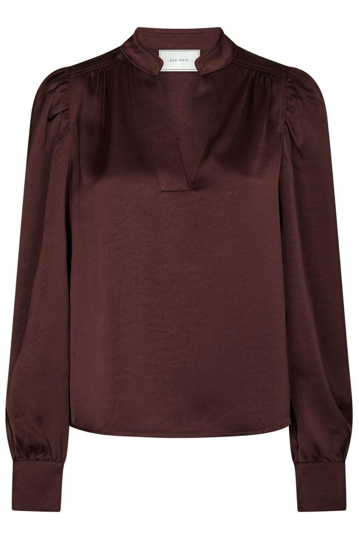 Neo Noir - Rosslyn Heavy Sateen Blouse 163769 - Burgundy Bluser 