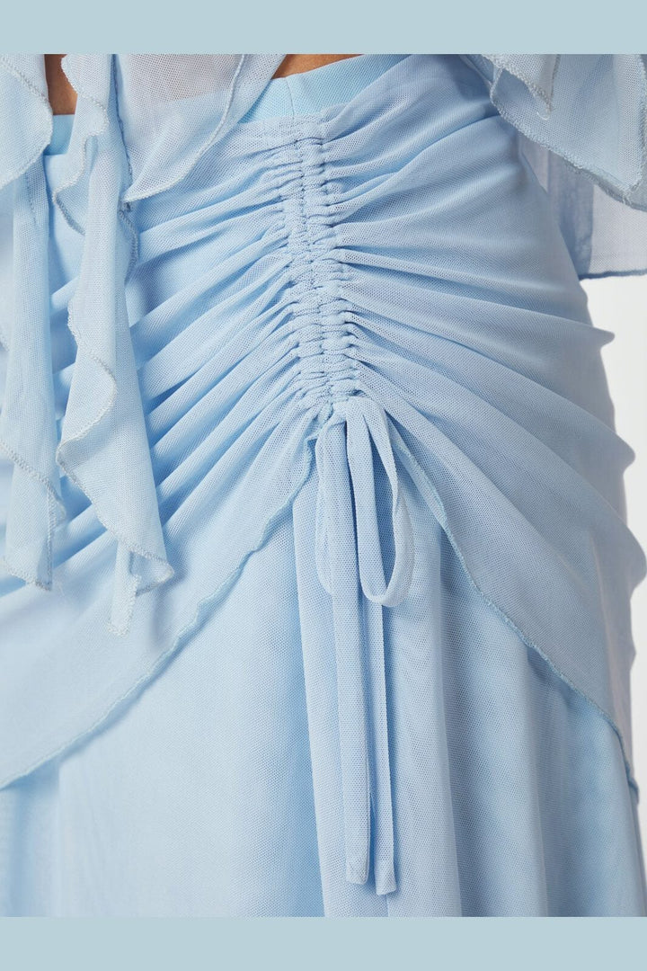 Neo Noir - Saffron Asymmetric Mesh Skirt 165642 - 145 - Light Blue
