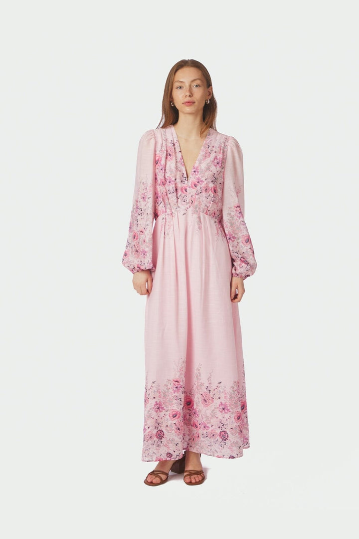 Neo Noir - Silfi Flower Print Dress 164828 - 630 - Dusty Rose