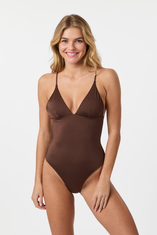 Neo Noir - Skin Shell Swimsuit - Brown Badedragter 