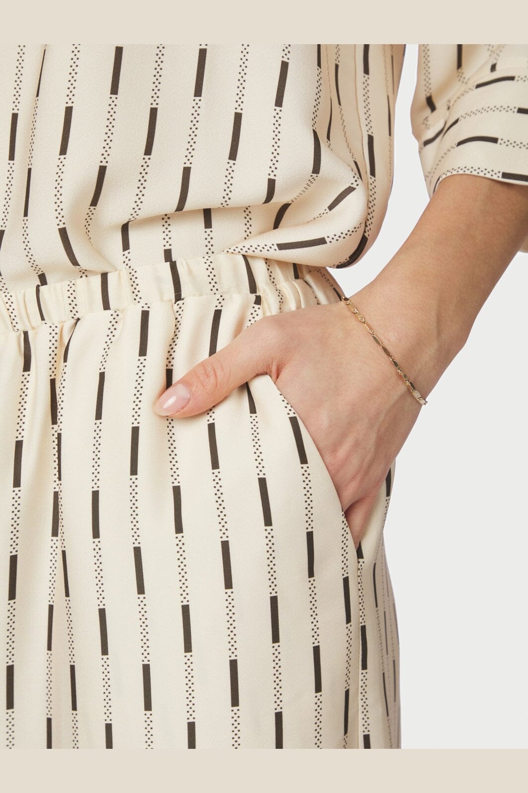Neo Noir - Sora Print Pants 169279 - 122 - Creme
