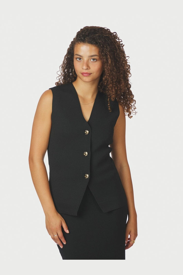 Neo Noir - Sway Smooth Knit Waistcoat 164704 - 100 - Black