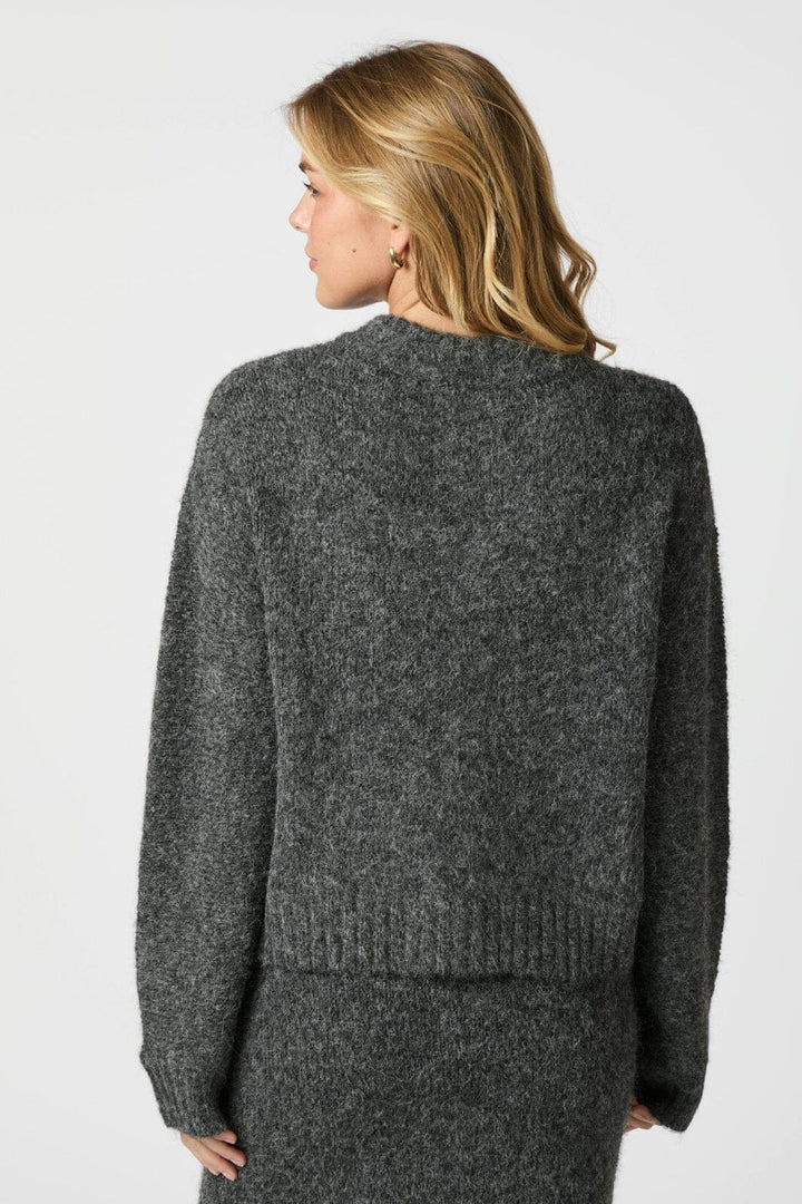 Neo Noir - Taura Fluffy Knit Cardigan 165103 - 132 - Antracit