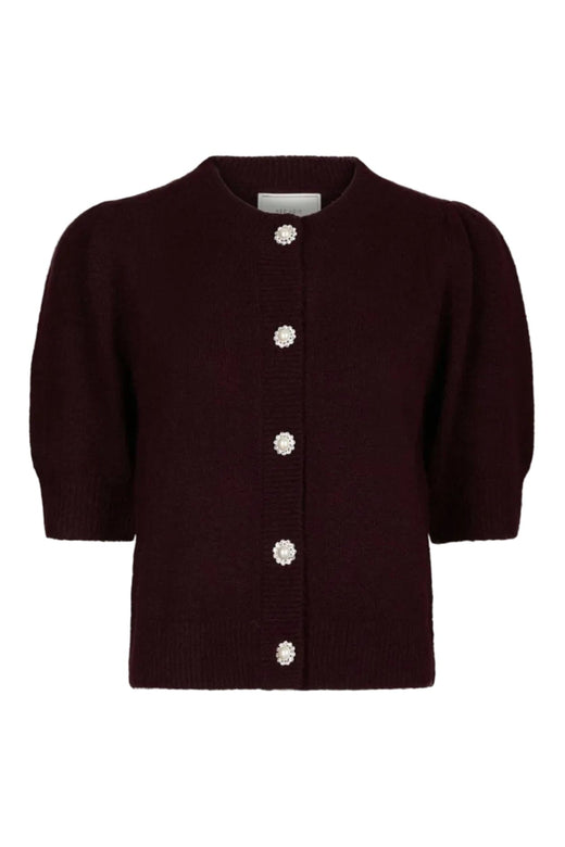 Neo Noir - Trudy Pearl Deco Knit Cardigan 167472 - 682 - Wine Cardigans 