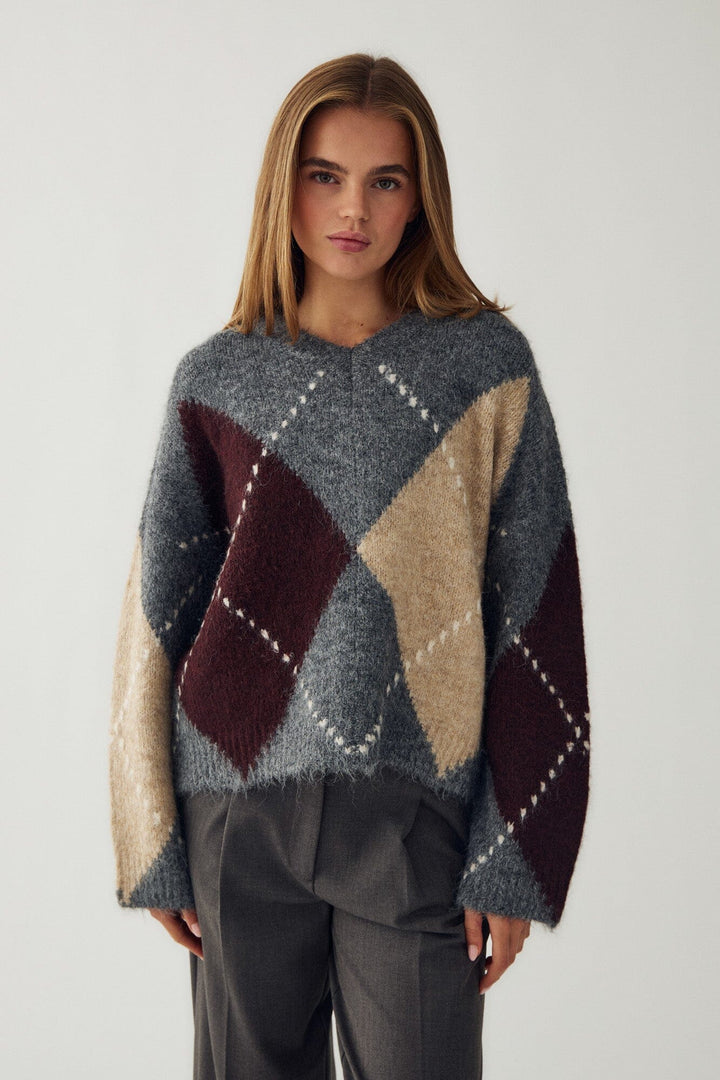 Noella - Lai Knit 14670001 - 003 - Medium Grey Mel. Strikbluser 
