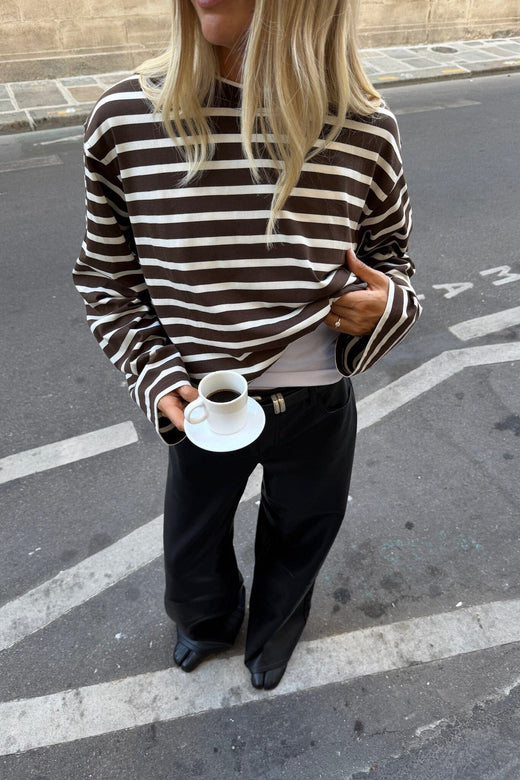 Noella - N-Maple Ls T-Shirt 17260001 - 450 - Eton Brown Ivory Stripe T-shirts 