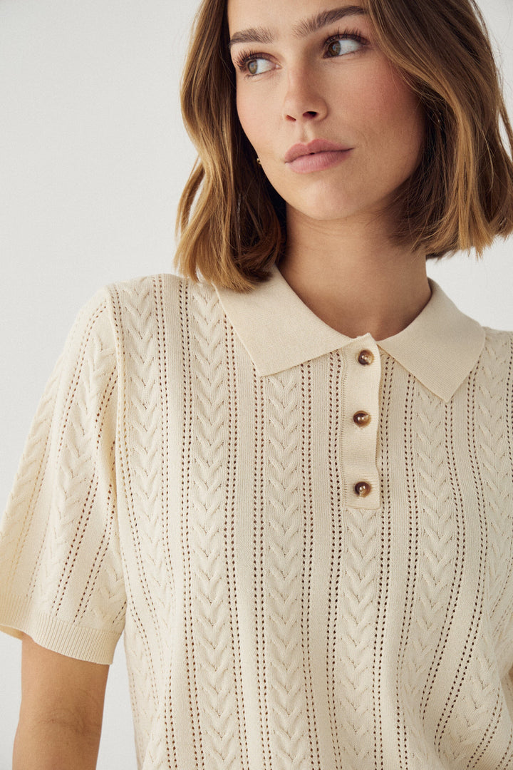 Noella - N-Mecca Knit Polo 15830001 - 974 - Ivory Strikbluser 