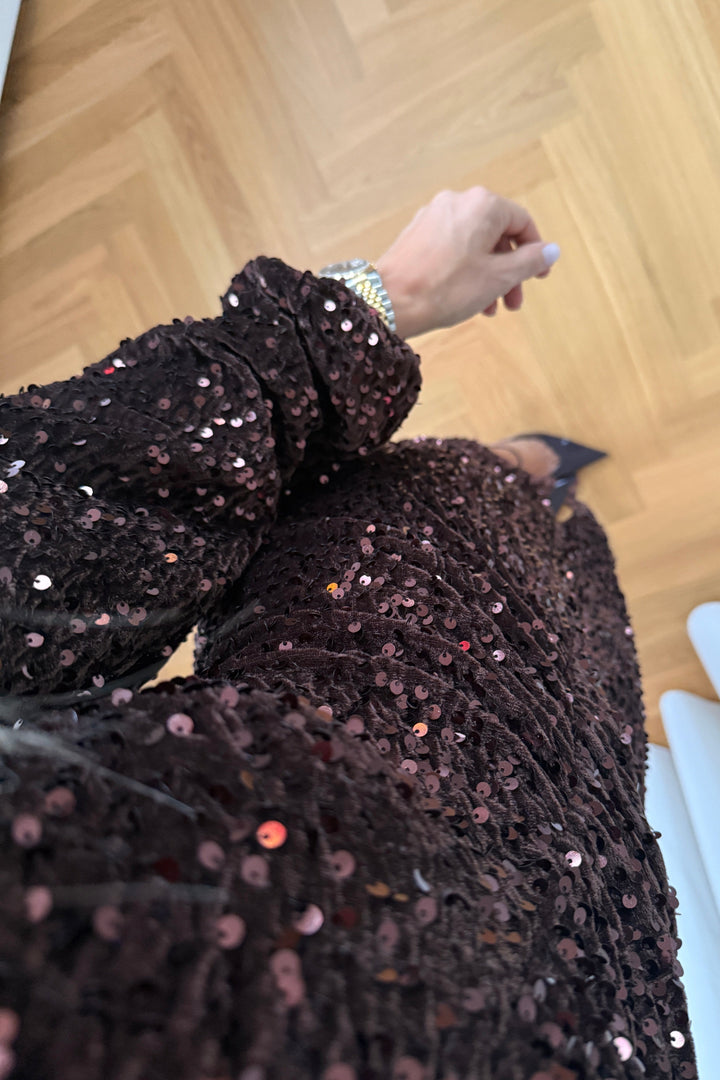Noella - Teagan Lg Dress - 1021 Chocolate Brown Kjoler 