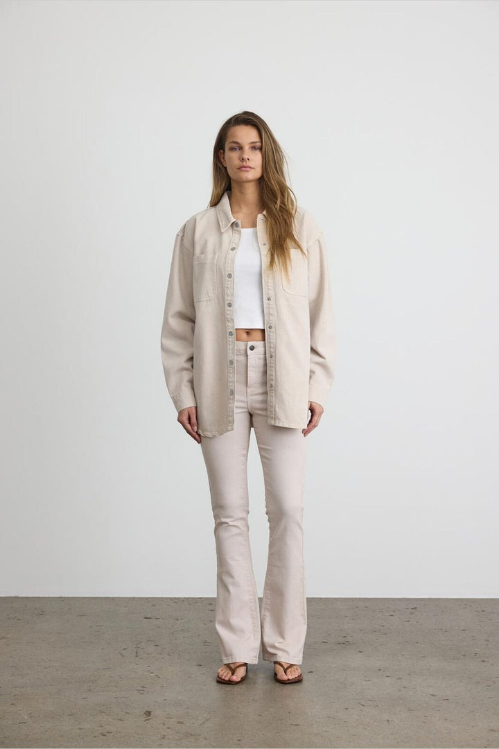 Noisy May - Nmalva L/S Colored Denim Shacket Box - 4915183 Pumice Stone