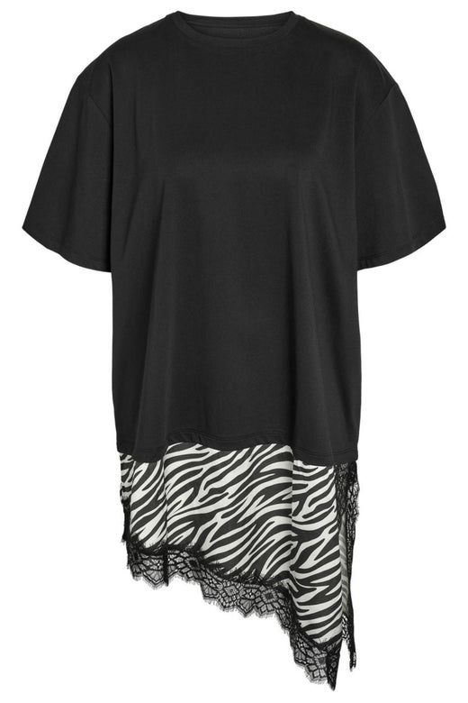 Noisy May - Nmfilla S/S Oversize Satin T-Shirt - 5191000 Black Zebra