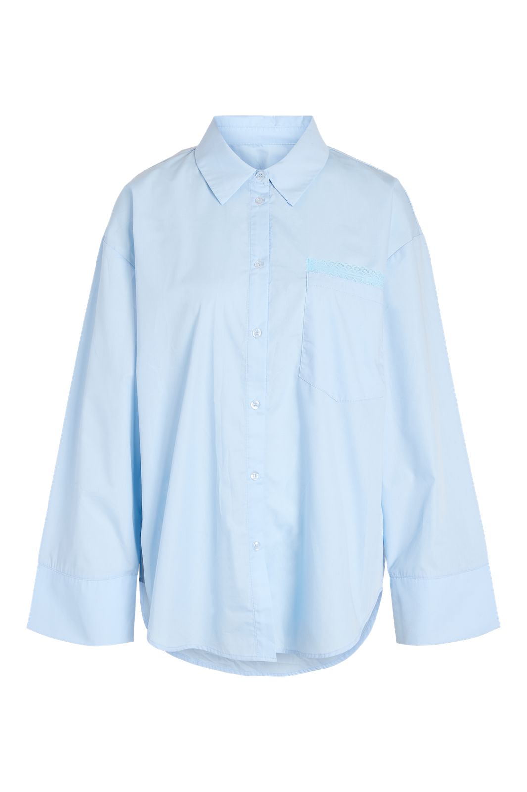 Noisy May - Nmfrida L/S Button Lace Shirt Tnt/17 - 5200828 Cerulean