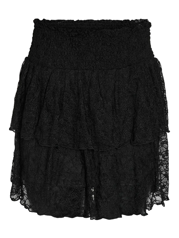 Noisy May - Nmisabel Nw Short Layered Skirt - 4949078 Black Lace Nederdele 