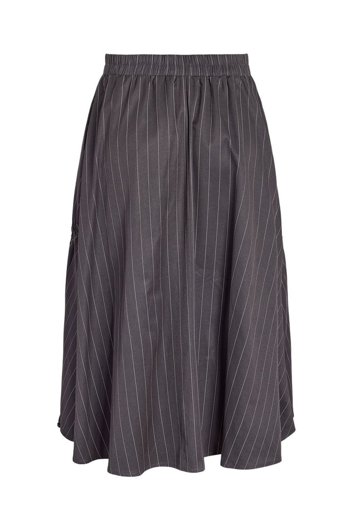 Noisy May - Nmjuniper String Detail Midi Skirt - 5175239 Charcoal Gray Pinstripe