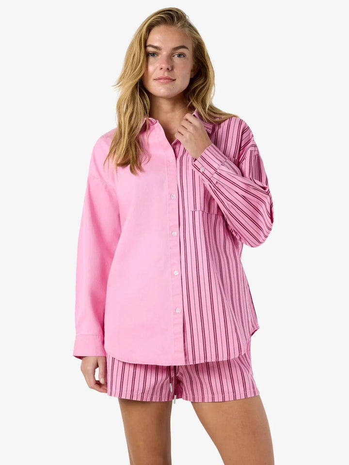 Noisy May - Nmkatri L/S Oversized Shirt Color - 5072656 Begonia Pink Skjorter 