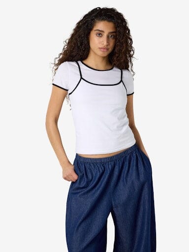 Noisy May - Nmkerry S/S Double Layer Top Tnt/14 - 5175287 Bright White Black T-shirts 