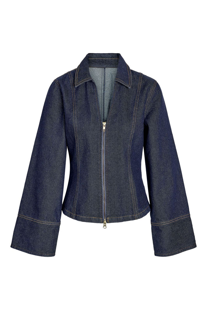 Noisy May - Nmlark L/S V-Neck Zipper Jacket Tnt/17 - 5201932 Dark Blue Denim