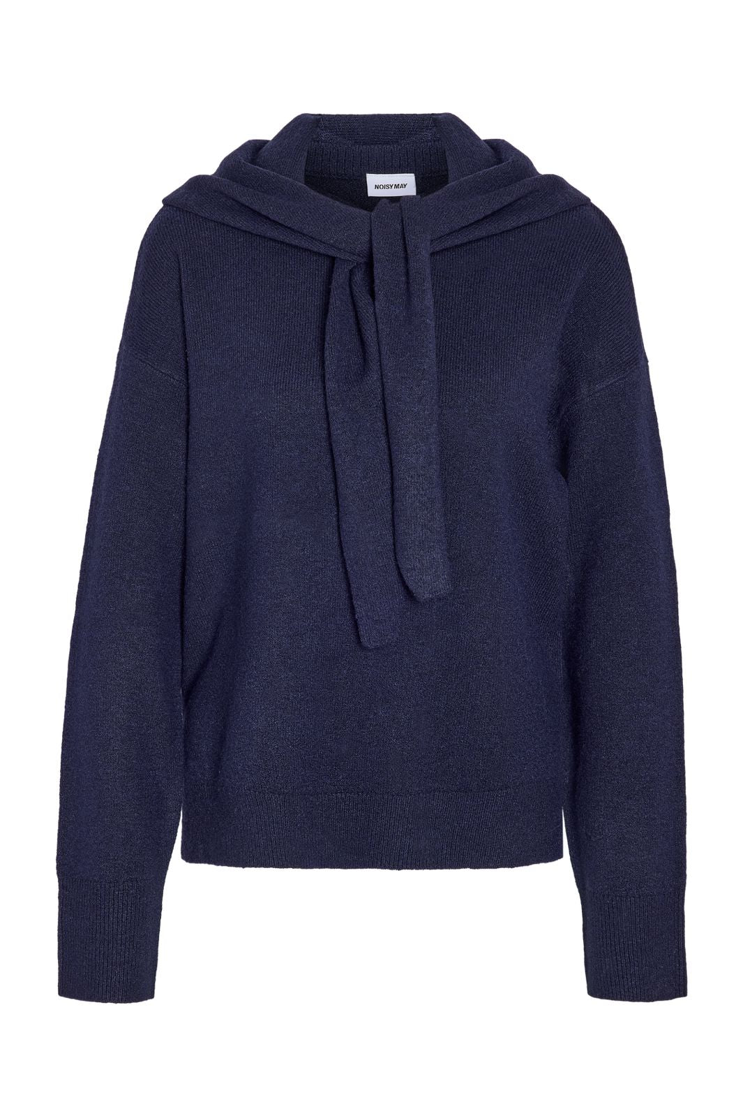 Noisy May - Nmsabrina L/S O-Neck Scarf Knit Top - 5263381 Navy Blazer