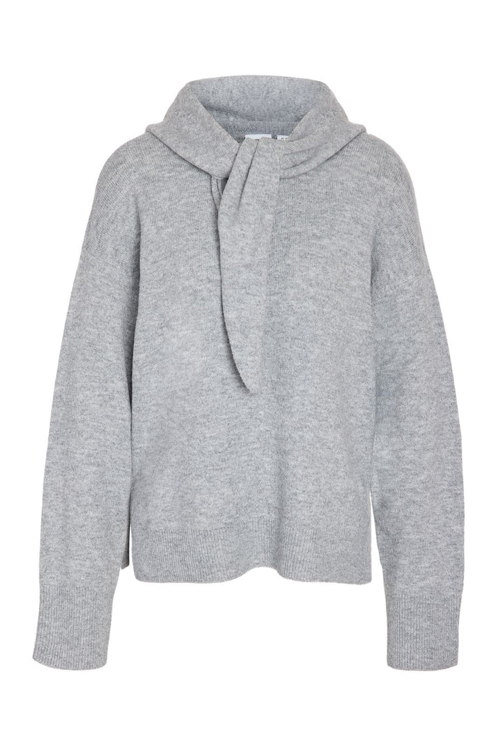 Noisy May - Nmsabrina L/S O-Neck Scarf Knit Top - 5263383 Medium Grey Melange