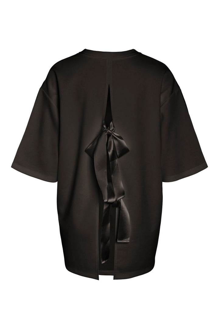 Noisy May - Nmtara S/S Oversize Bow T-Shirt - 5165140 Black Black Satin Bow