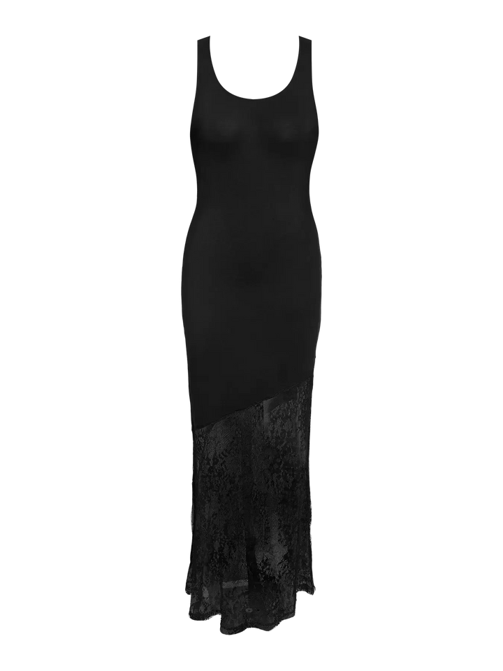 Noisy May - Nmtika S/L Long Assym Lace Insert Dress - 5124335 Black Kjoler 
