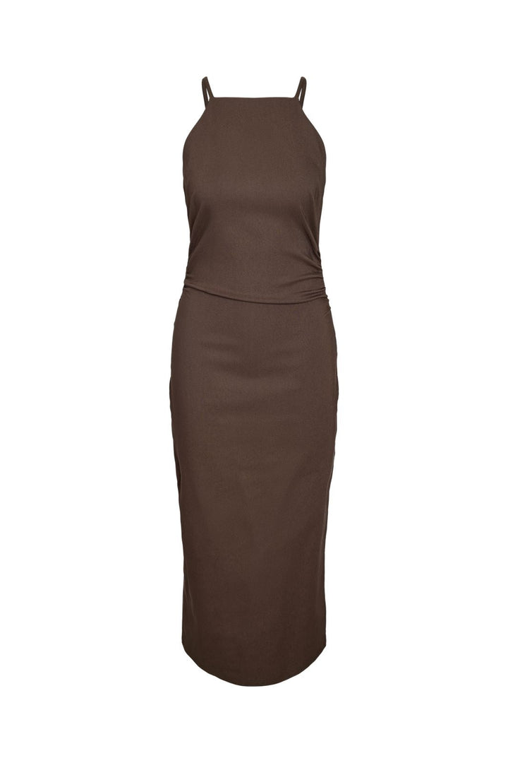 Noisy May - Nmwayne Mia S/L Long Dress - 4980193 Chocolate Brown