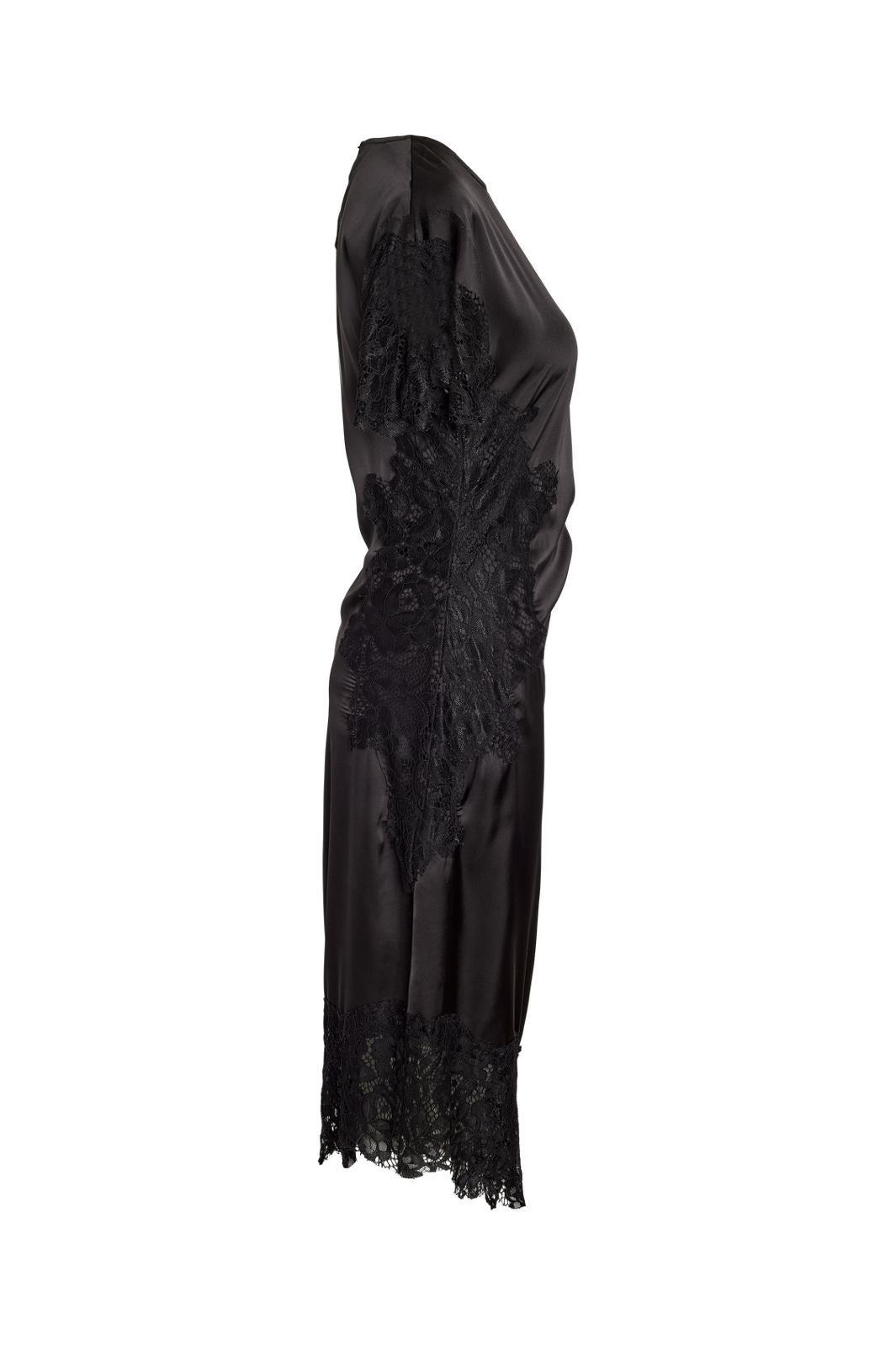 Noisy May - Nmwren S/S Satin Lace Long Dress - 5109587 Black