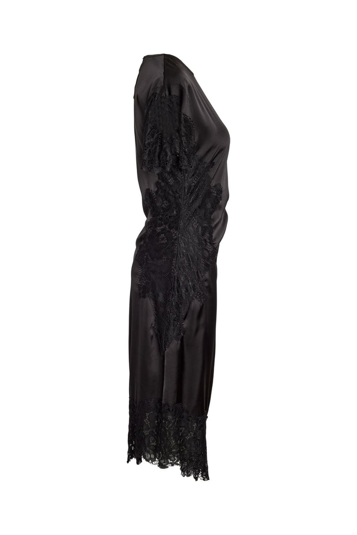 Noisy May - Nmwren S/S Satin Lace Long Dress - 5109587 Black