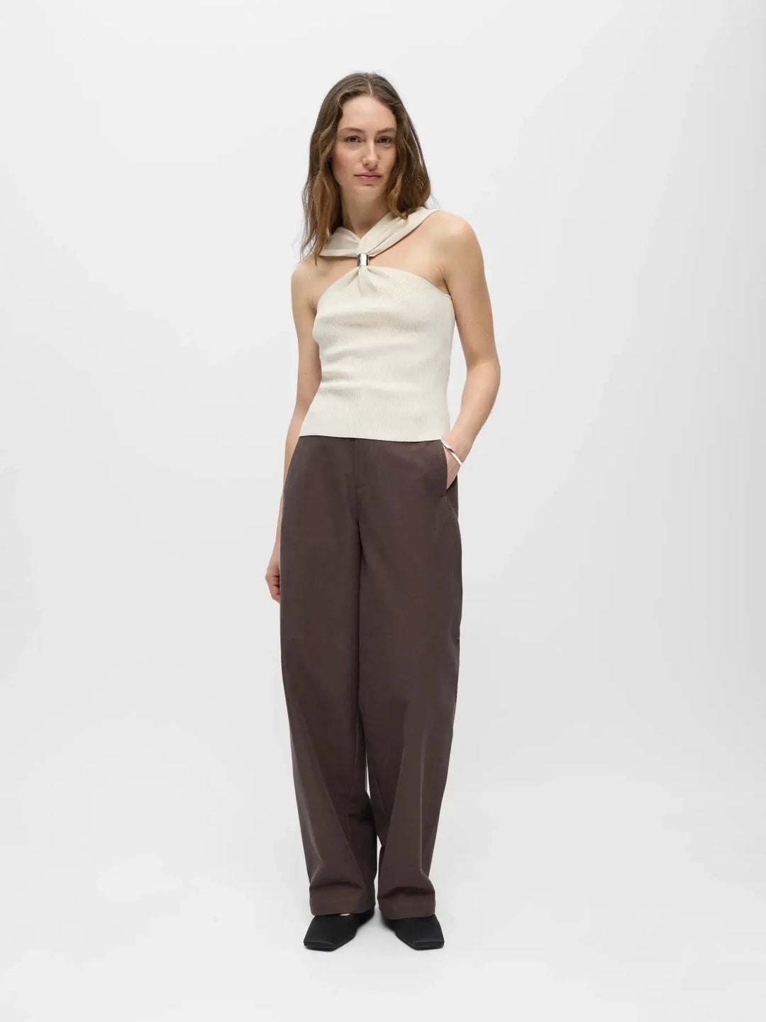 Object - Objcallie S/L Sli Knit Top 144 - 4989112 Birch Toppe 