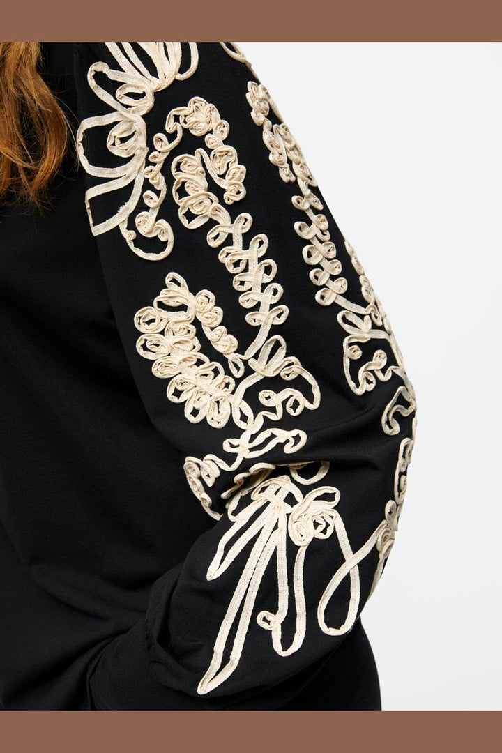 Object - Objcaroline Joana L/S Top - 4582747 Black Sandshell Tape