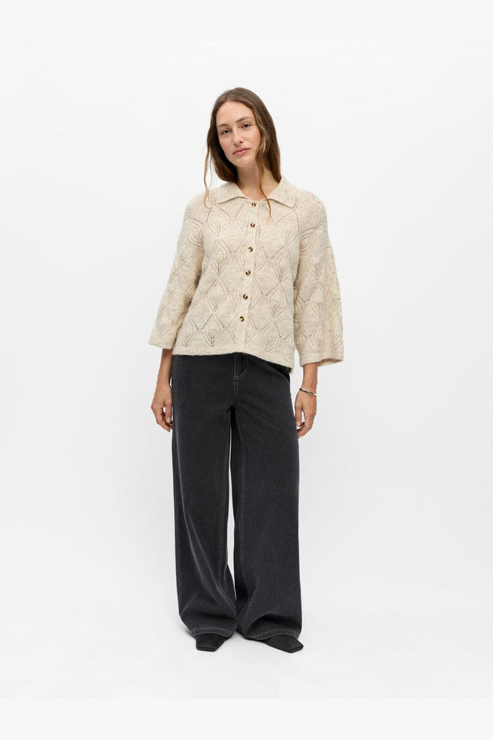 Object - Objkaisa Flora 3/4 Lo Knit Cardigan - 5049309 Birch Melange