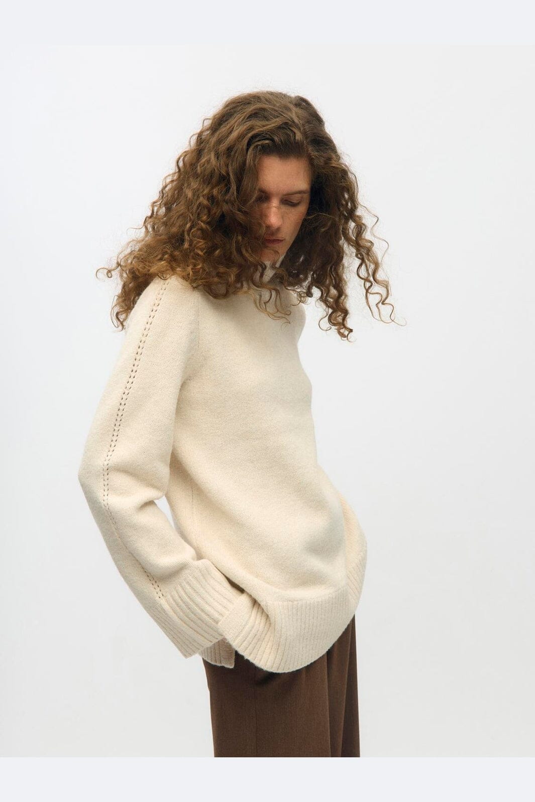 Object - Objmali L/S Lo Rollneck Pullover - 5049319 Birch Melange