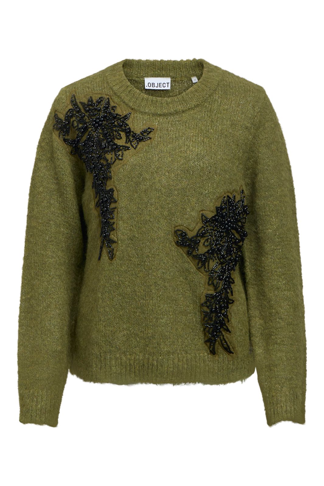 Object - Objmelea L/S Re Knit Pullover 148 - 5132986 Martini Olive Melange