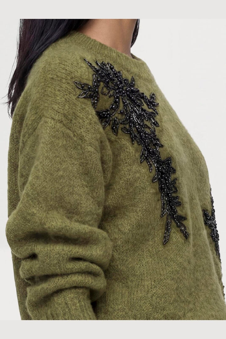 Object - Objmelea L/S Re Knit Pullover 148 - 5132986 Martini Olive Melange