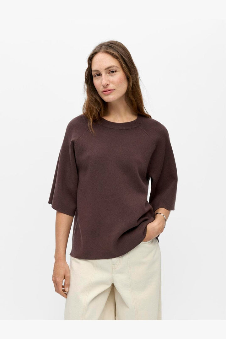 Object - Objreynard 2/4 Knit Pullover - 5103933 Seal Brown