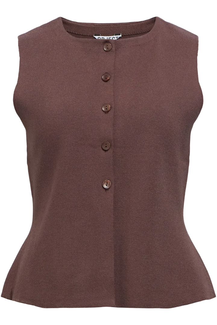 Object - Objreynard Re Knit Vest - 4927200 Seal Brown Veste 