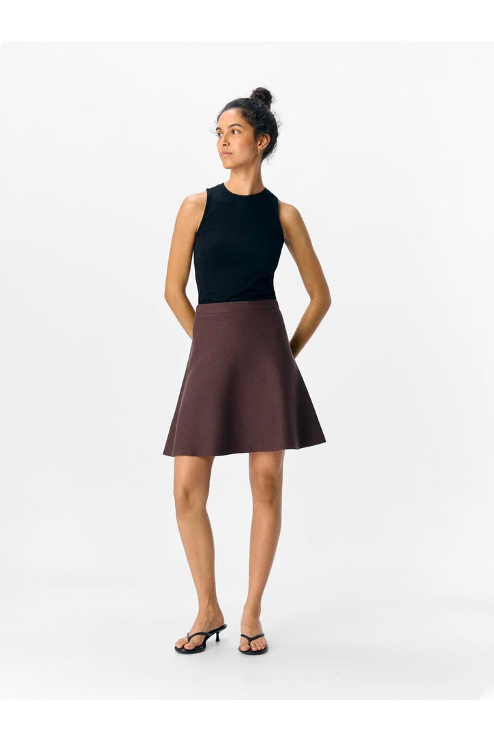 Object - Objreynard Short Knit Skirt - 4886427 Seal Brown