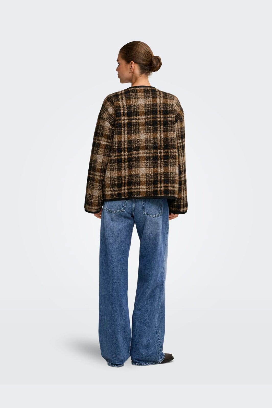 Only - Onlanni Boucle Jacket Cc - 5008376 Toasted Coconut Black / White Checks