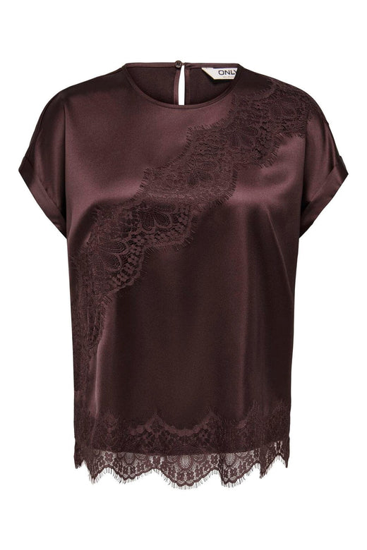Only - Onlbella Ss Satin Lace Top - 5116500 Chocolate Torte Dtm Lace