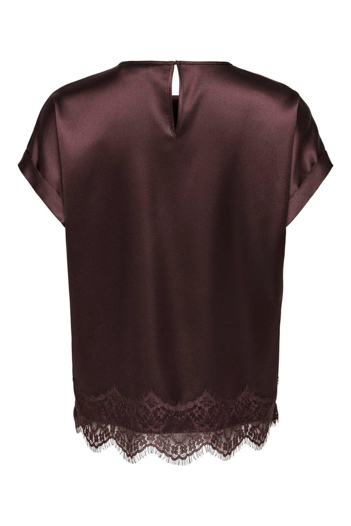 Only - Onlbella Ss Satin Lace Top - 5116500 Chocolate Torte Dtm Lace