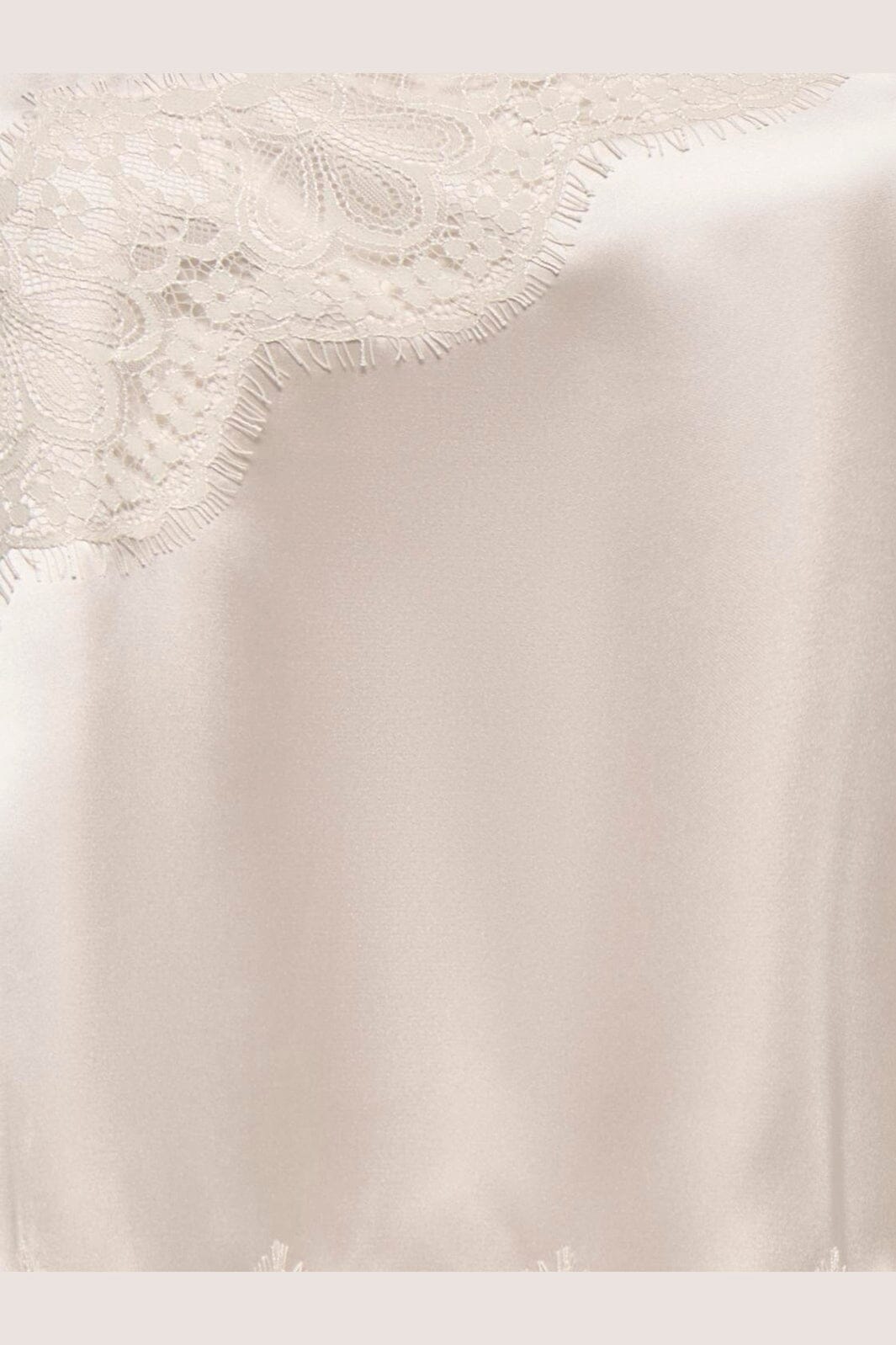 Only - Onlbella Ss Satin Lace Top - 5116501 Oatmeal Dtm Lace