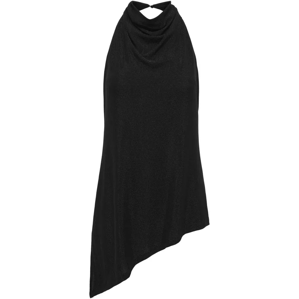 Only - Onlcarolina S/L Halterneck Top - 5128384 Black Coppper Glitter Toppe 