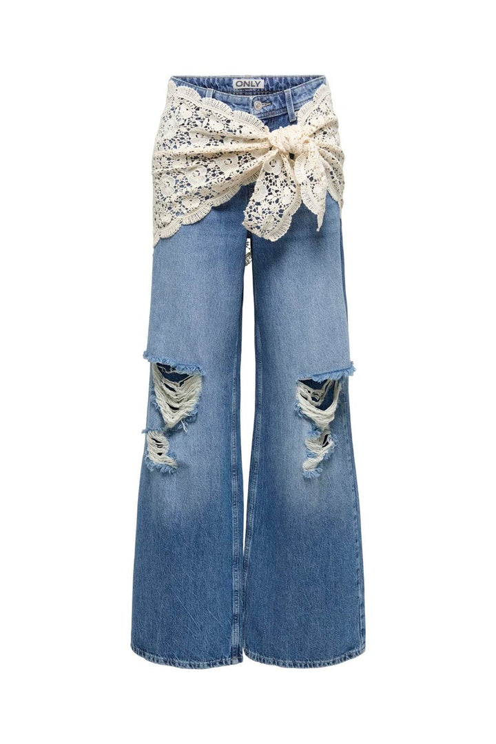 Only - Onlcarrie Reg Crochet Des Wide Dot - 5102334 Medium Blue Denim Crochet Belt